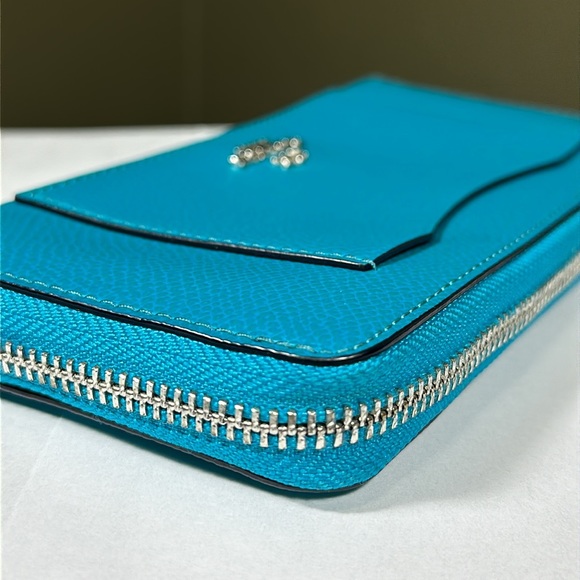 *HTF COLOR* COACH Crossgrain Leather Accordion Zip Around Wallet - Picture 7 of 12